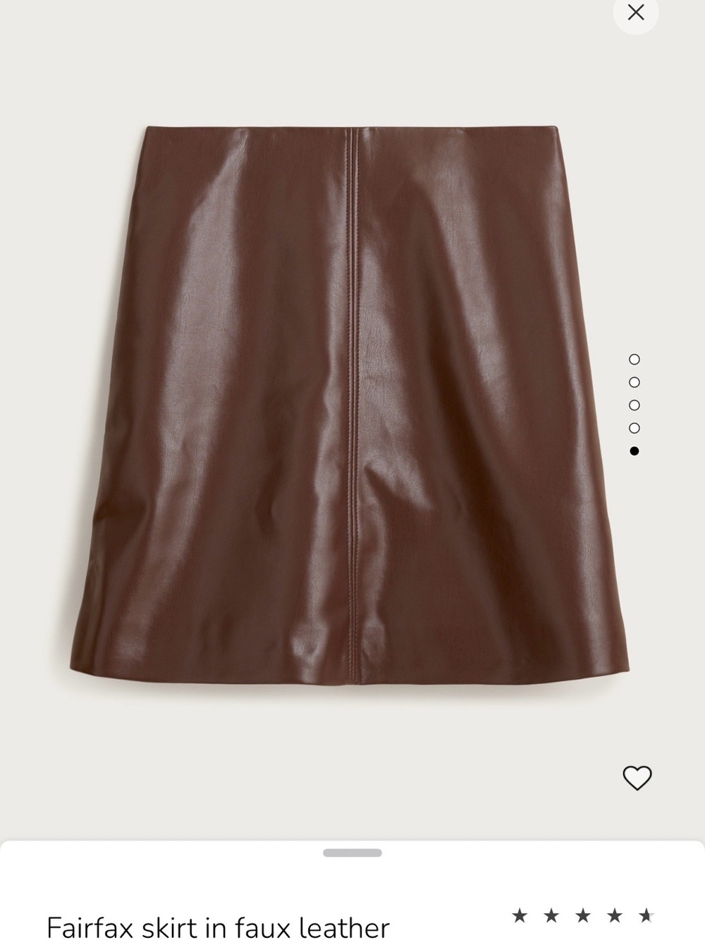 J.Crew Fairfax Faux-Leather Skirt – Brown – Size 14